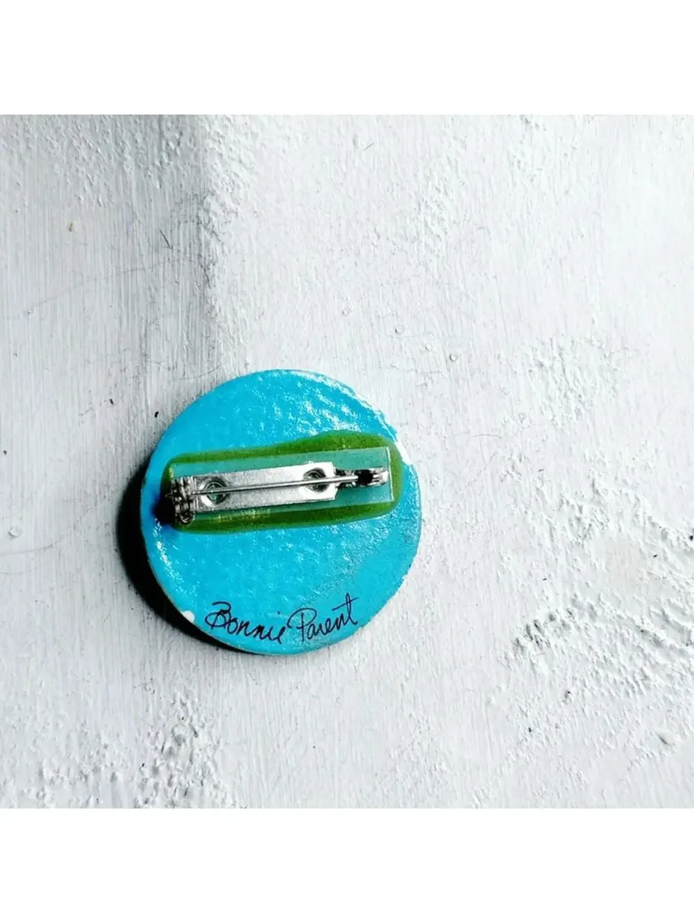 7567u. Wood Painted Cottagecore Brooch